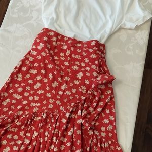Madewell Floral Faux Wrap Midi Skirt Size 00